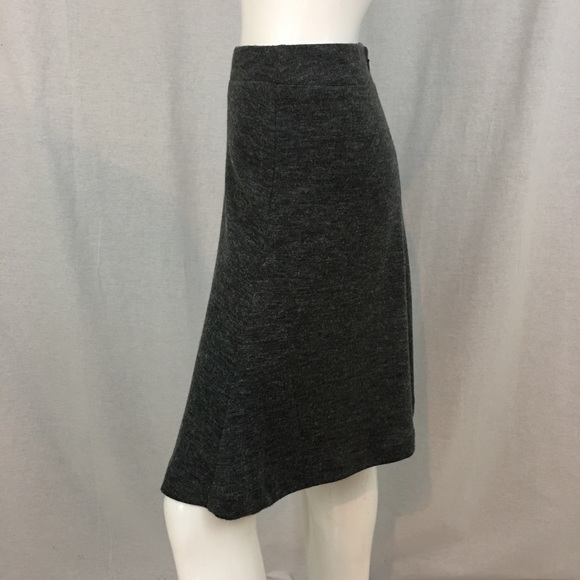 Size 0 LOFT Gray Flare Bell Knee Length Skirt - Picture 6 of 8
